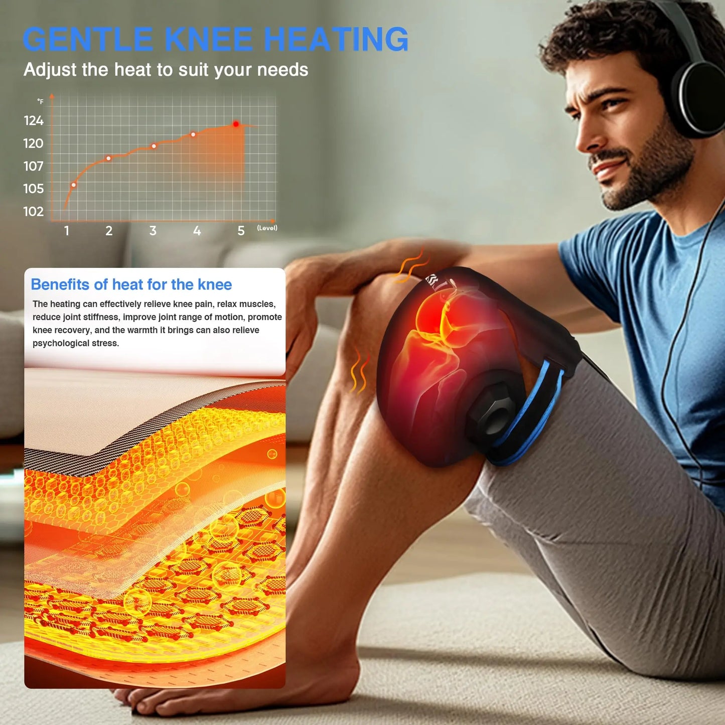 RelaxPoint™ 3-in-1 Red Light Therapy Knee Massager