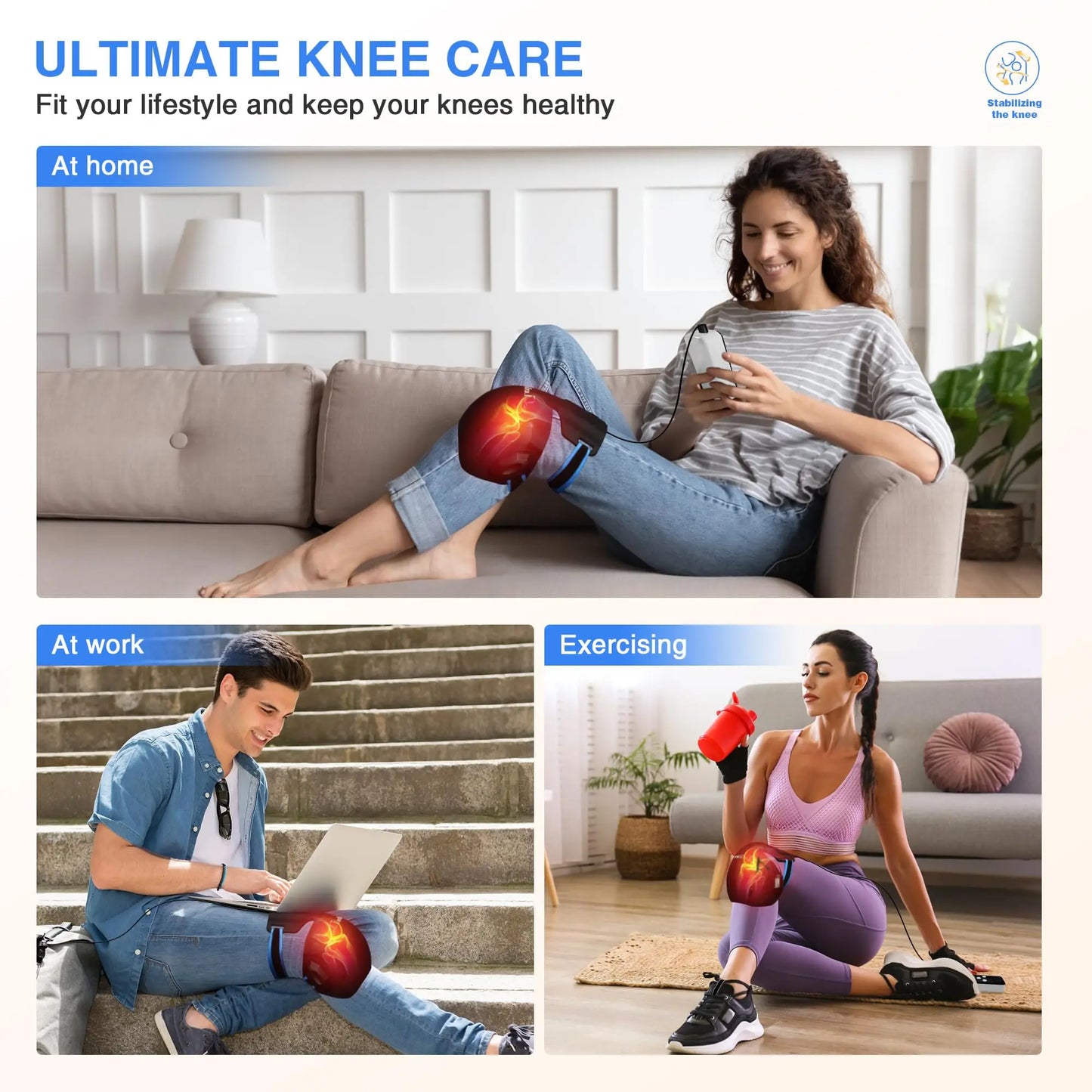 RelaxPoint™ 3-in-1 Red Light Therapy Knee Massager