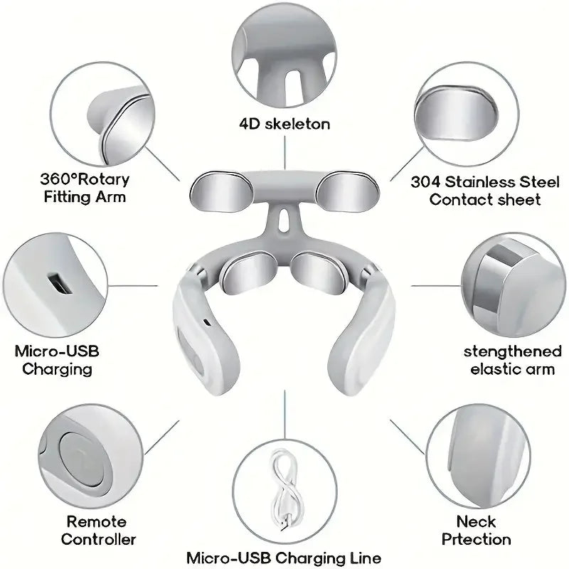 Relax Point™ 4D Electric Neck & Shoulder Massager with Heat – USB Rechargeable Deep Tissue Neck Relief